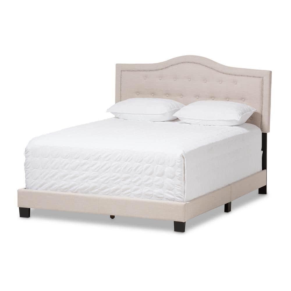 King Emerson Modern and Contemporary Fabric Upholstered Bed Light Beige - Baxton Studio