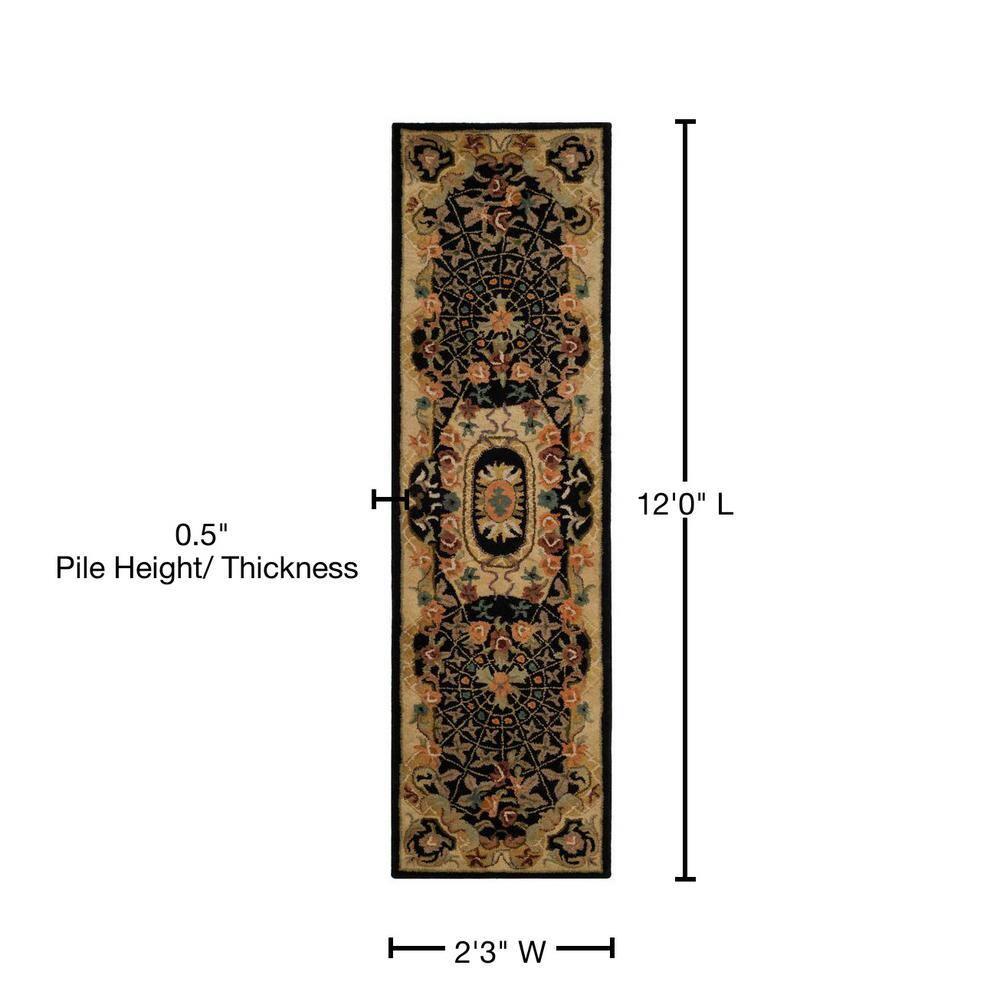 Classic CL304 Hand Tufted Runner Rug - Black/Gold - 2'3"x12' - Safavieh.