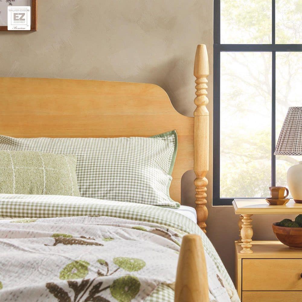 Walker Edison Vivienne Traditional Easy Assembly Solid Wood Turned Spindle Bed