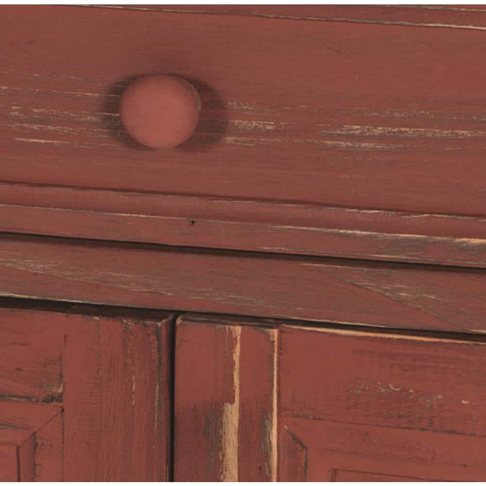 Alaterre Furniture Country Cottage Accent Cabinet, Antique Farmhouse Style Shelf and Square Turned Legs, Pine/Acacia Hardwood for Living Room, Red