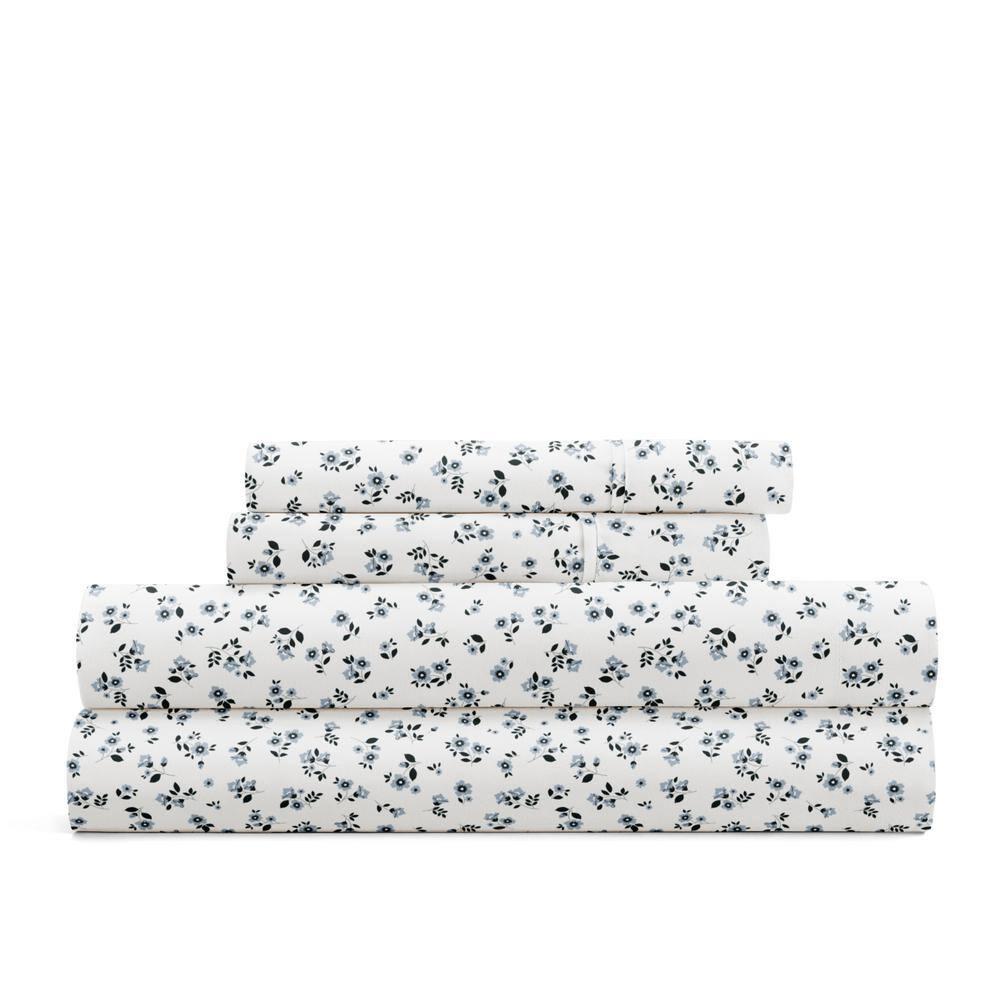 4 Piece Sheet Set Patterned Microfiber Ultra Soft Bedding in Floral Dream