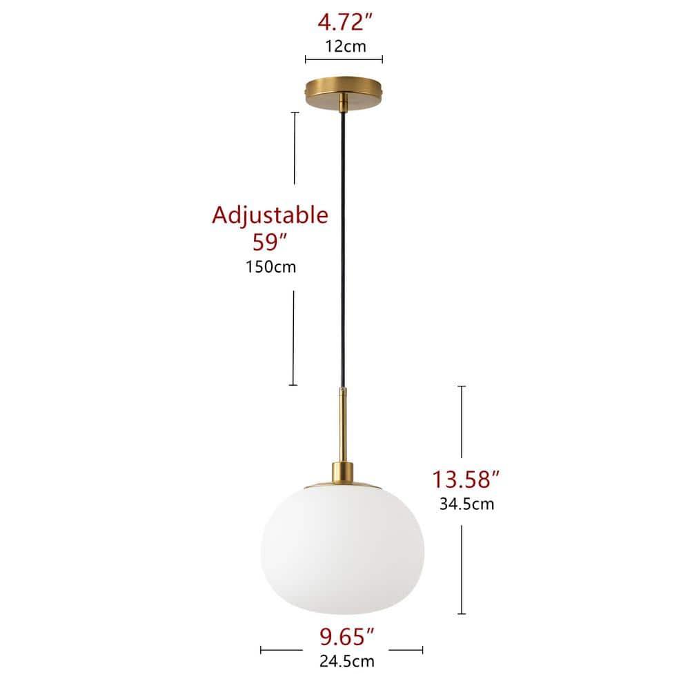Modern Gold Kitchen Island Chandelier, Milky White Globe Shade Farmhouse Industrial Pendant Light Fixture