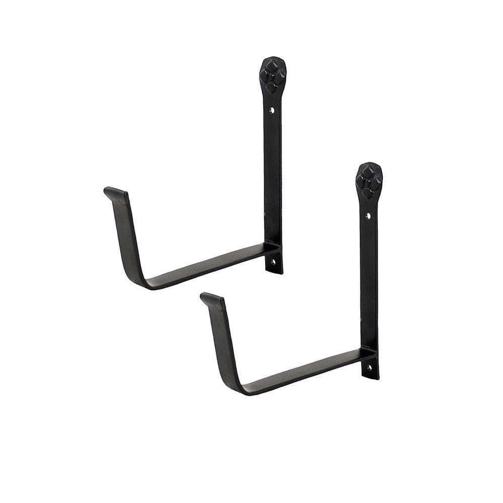 Black Iron 6-Inch Wall-Mount Flower Box Brackets