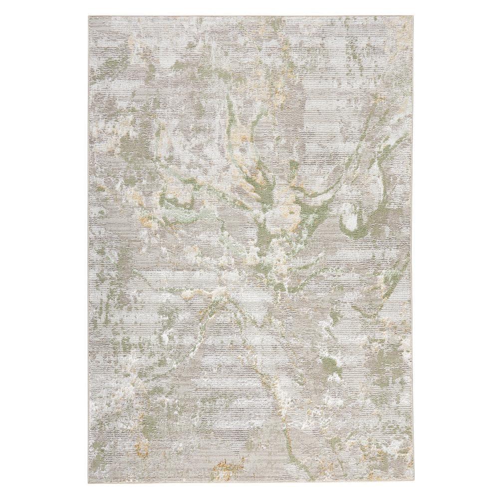 TOWN & COUNTRY LUXE Opaline Bold Marble Area Rug with Glam Metallic Ribbed Texture Pile, Sage Green