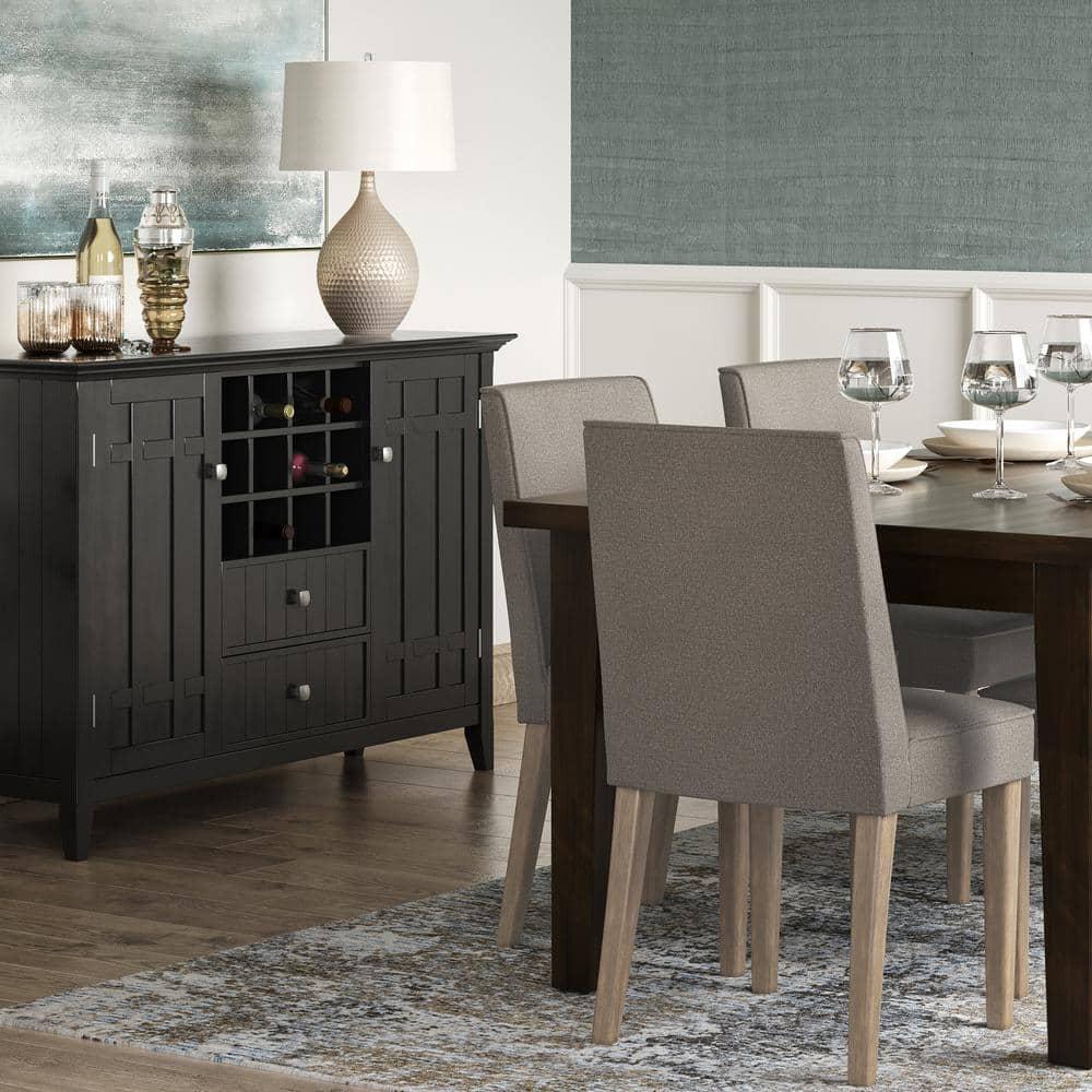 Simpli Home Bartow Woven Fabric Upholstered Dining Chair with Piping Detail in Contemporary Style (Set of 2) (Set of 2)