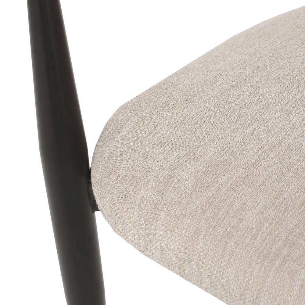 Noble House Boise Fabric Upholstered Metal Dining Chairs, Set of 2, Beige, Black, and Gold