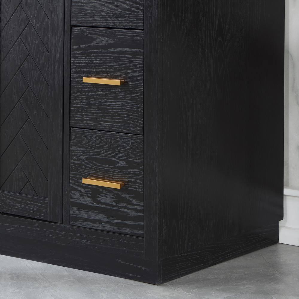 Altair Gazsi Wood Vanity with Composite Stone Top, 84" Black Oak, No Mirror