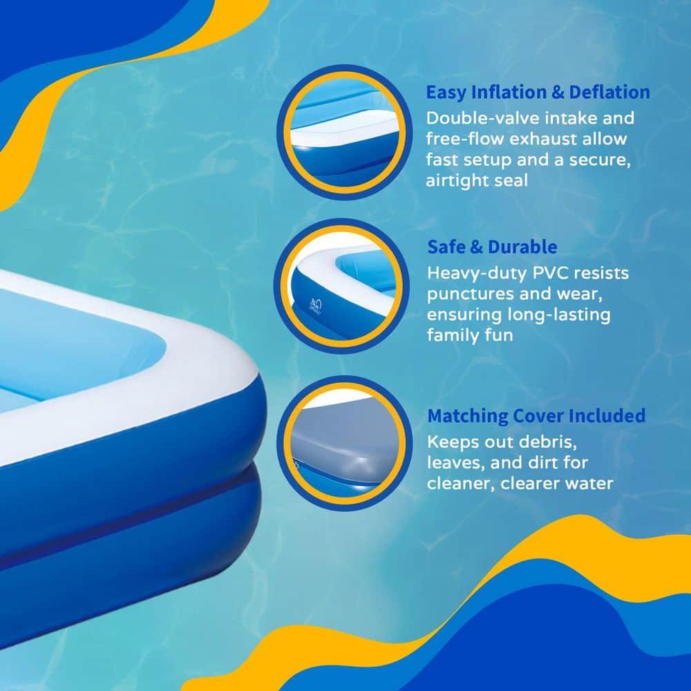 Blue Wave Products Inflatable 103-in x 69-in x 22-in Deep Rectangular Family Pool with Cover