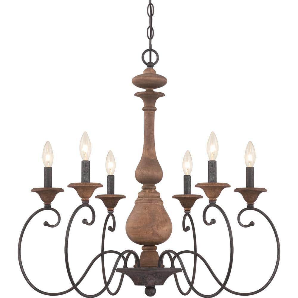 Quoizel Lighting Auburn 6 - Light Chandelier in  Rustic Black