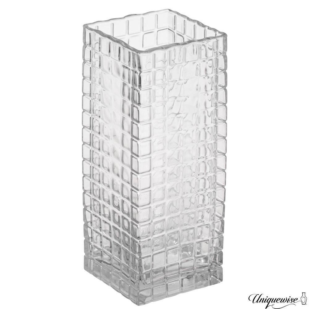 Uniquewise Set Of 10 And 12-Inch Square Frosted Gray Glass Table Vases - A Timeless Centerpiece For Dining Tables, Living Rooms, Bedrooms, Hotel Reception Areas And Conference Rooms, Ideal For Wedding Decor