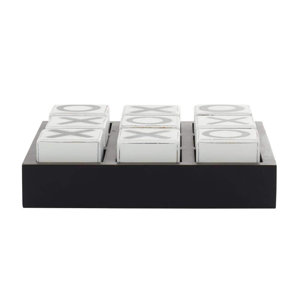 14" Contemporary Wooden Tic Tac Toe Sculpture Black - Olivia & May: MDF Tabletop Game Set