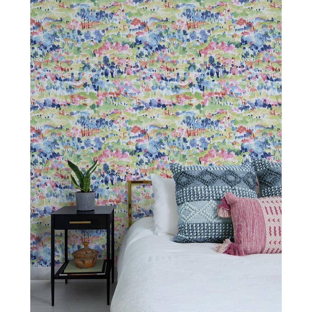 Surface Style - Peel and Stick Wallpaper, Abstract Wallpaper for Bedroom, Powder Room, Kitchen, Vinyl, 30.75 Sq Ft Coverage (Water Coloring Collection, Spring)