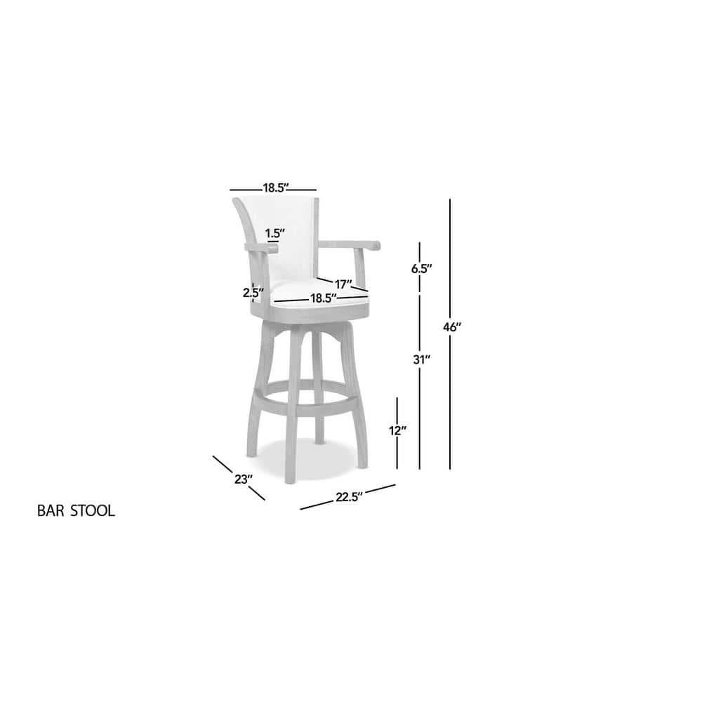 Williams 31" Swivel Bar Stool with Armrests Vintage Brown Faux Leather
