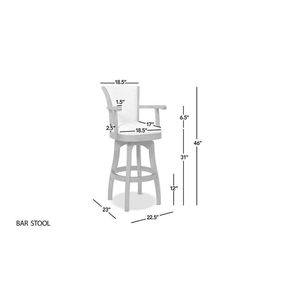 Williams 31" Swivel Bar Stool with Armrests Vintage Brown Faux Leather