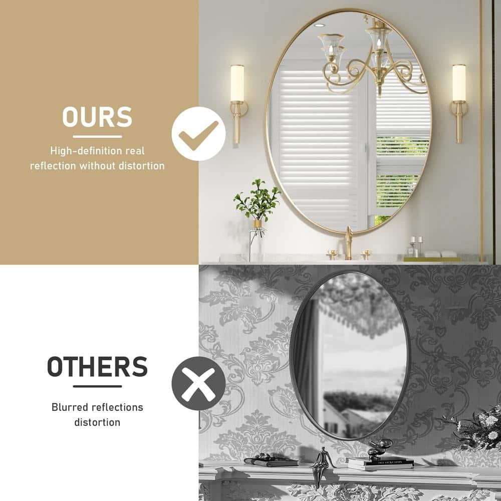 22"\u00d730" Gold Oval Mirror, Oval Bathroom Mirror for Wall, Vanity Mirror, Entryway, Living Room, Wall Mount Mirrors, Hangs Vertical or Horizontal