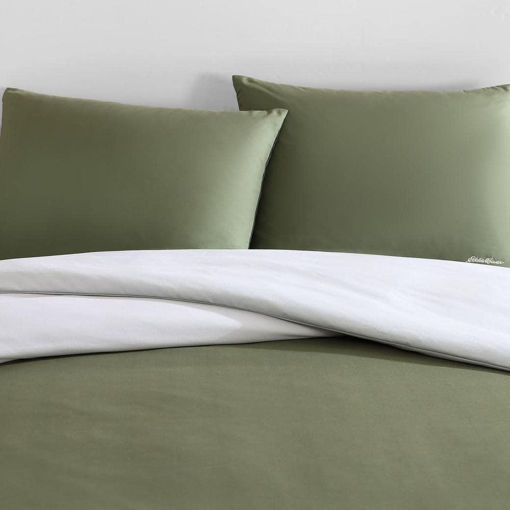 Eddie Bauer Skyline Stripe Reversible Green Duvet Cover Set