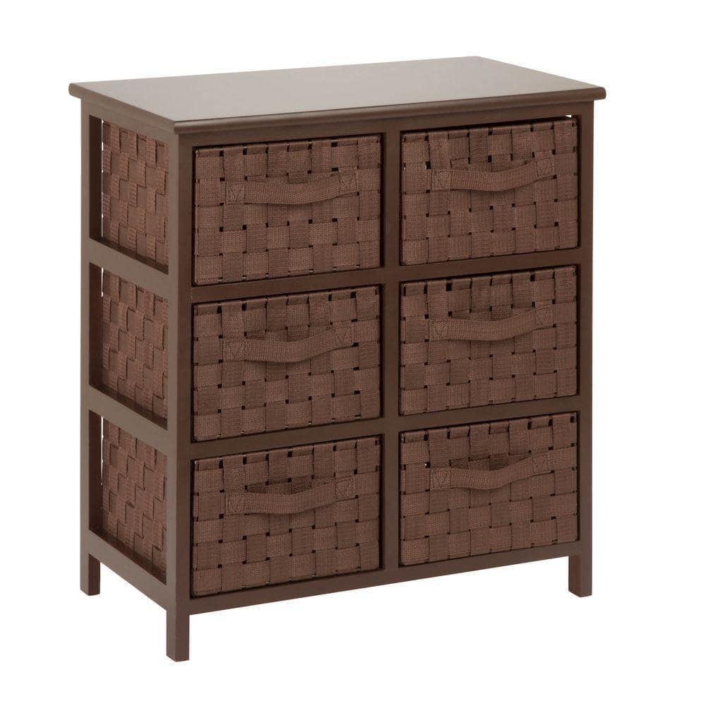 Honey-Can-Do Wood and Polypropylene Woven 6-Drawer Storage Chest, Brown