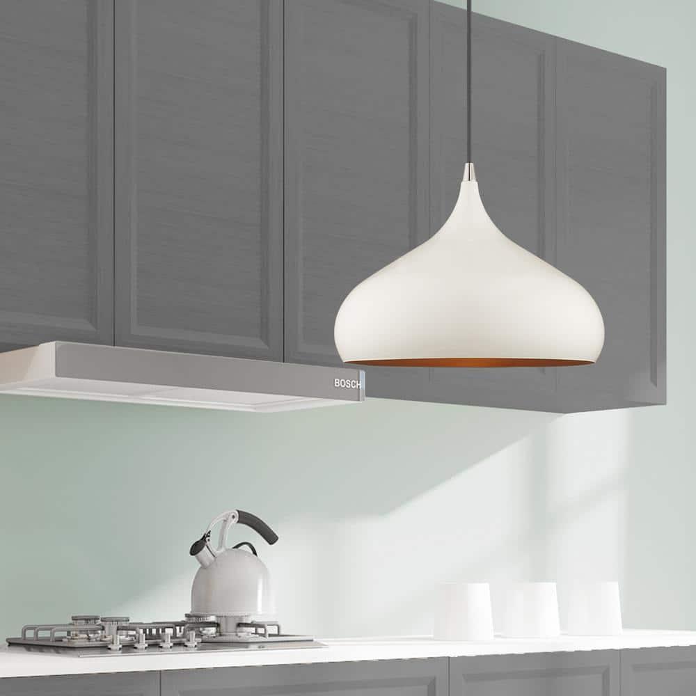 Shiny White and Gold Mini Aluminum Pendant Light