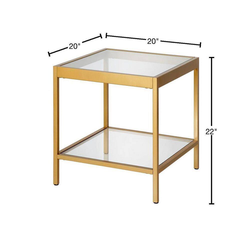 Evelyn&Zoe Alexis 20" Wide Square Side Table, Brass
