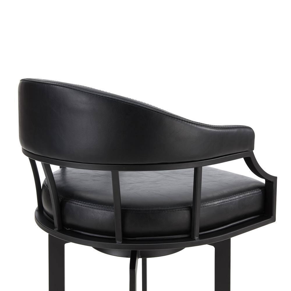 Armen Living Indoor Dione 30" Bar Height Barstool in Auburn Bay and Brown Faux Leather