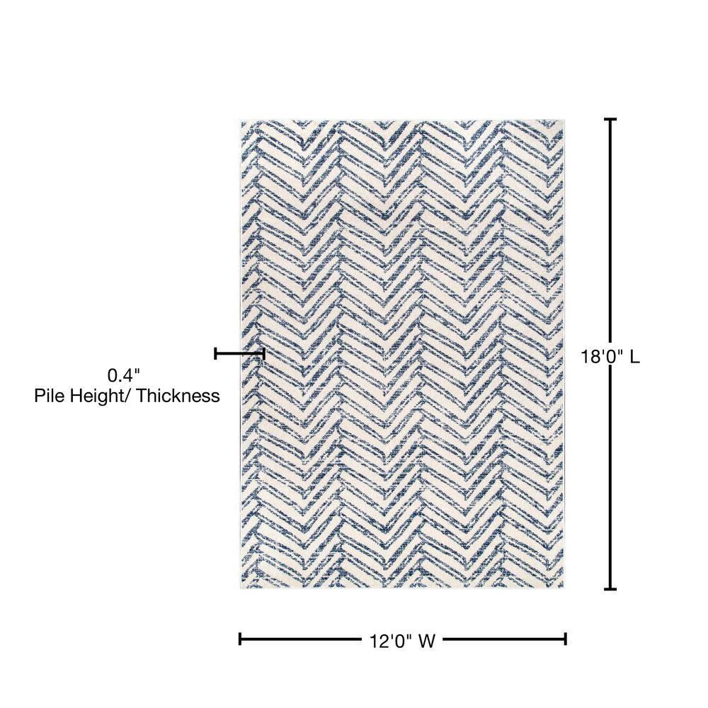 Nuloom Rosanne Chevron 12x18 Indoor Area Rug for Living Room Bedroom Dining Room Kitchen, Blue/Ivory
