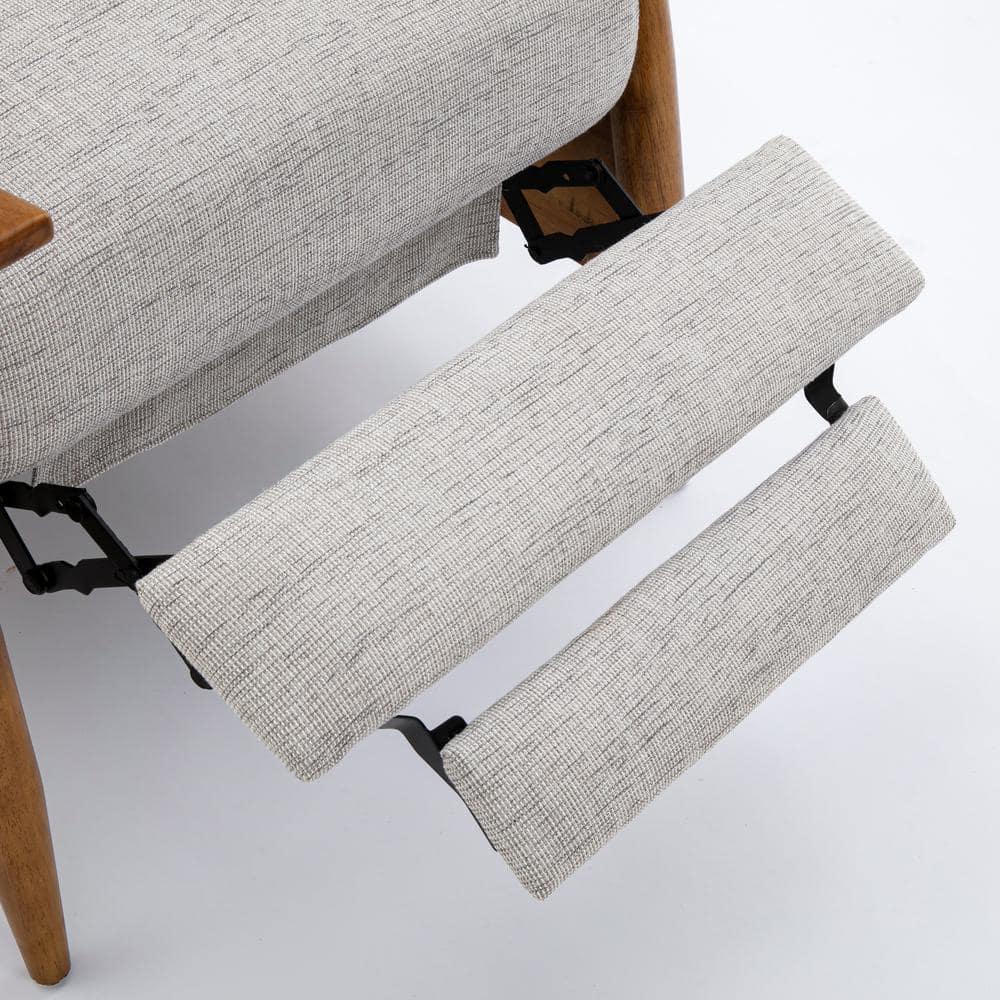 Terni Wood Arm Push Back Recliner in Sea Oat Beige Performance Fabric