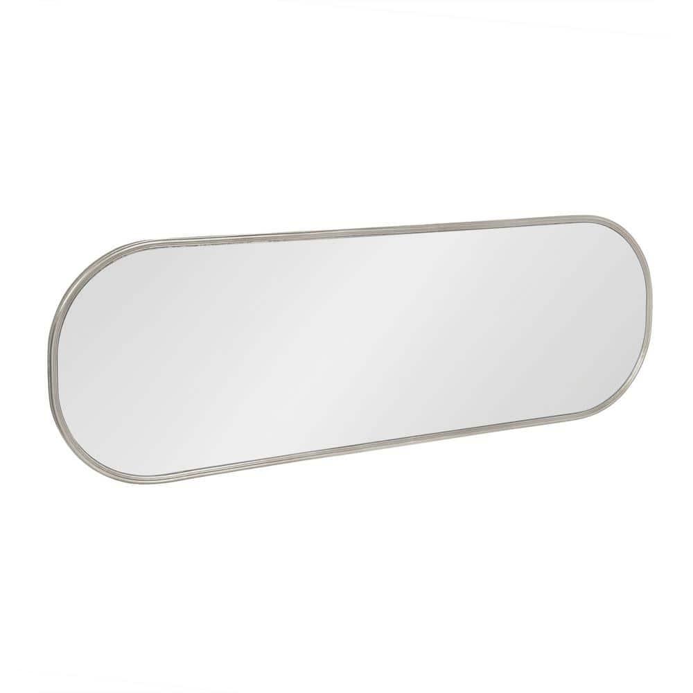 Kate and Laurel Caskill Modern Capsule Panel Mirror, 16 x 48, Silver, Decorative Oval Full Length Accent Mirror for Wall