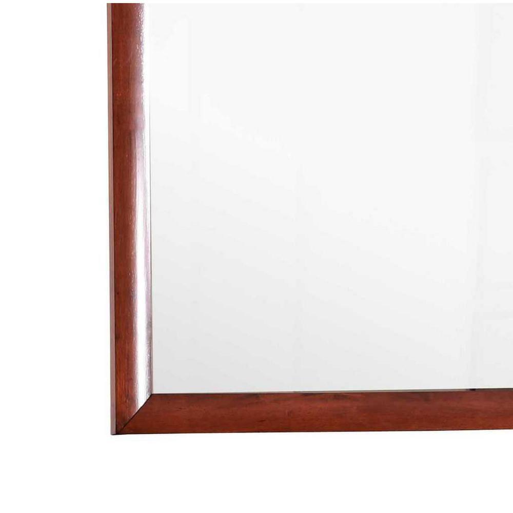 Passion Furniture Marilla 35 in. x 39 in. Modern Rectangle Framed Cherry Dresser Mirror
