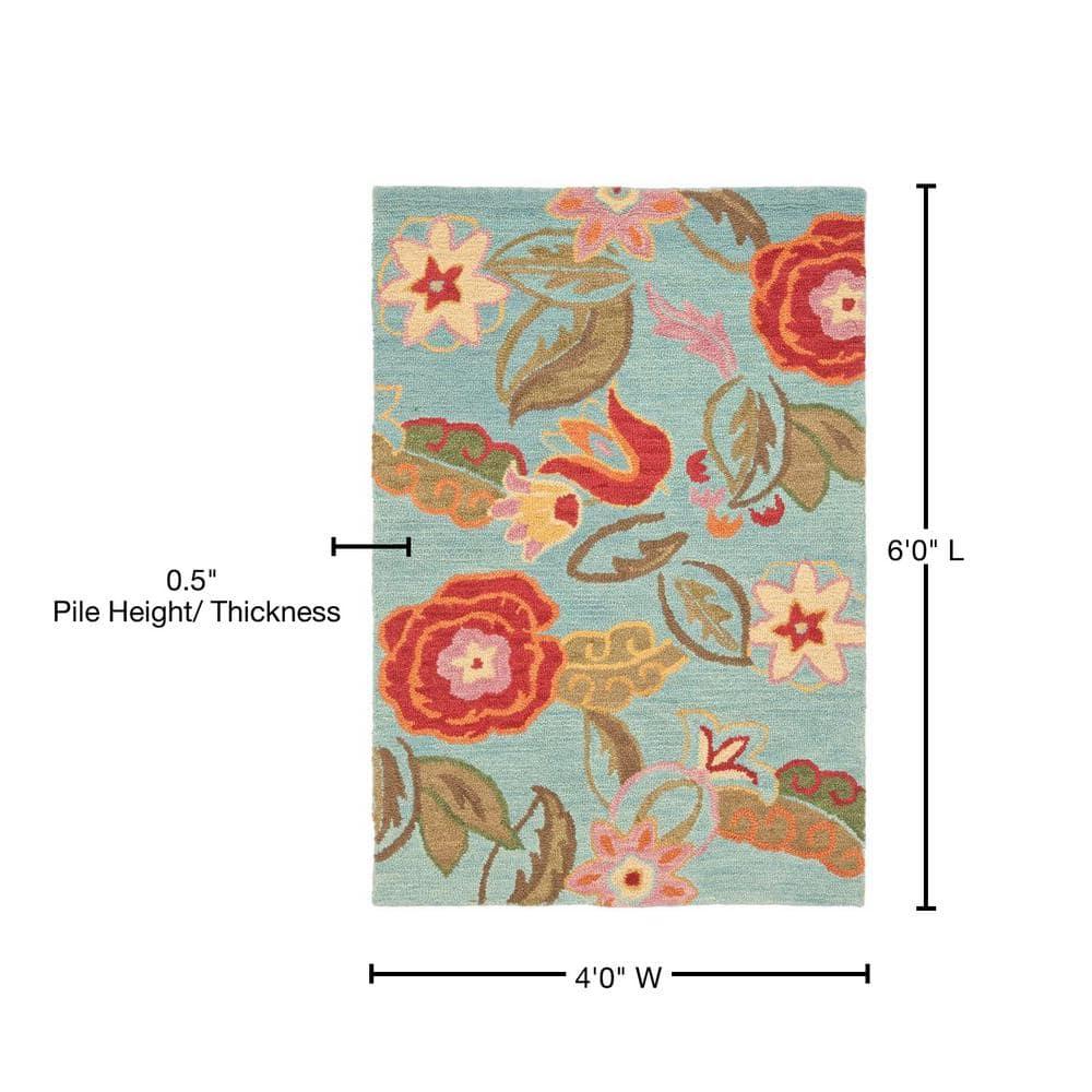 Blossom BLM675 Hand Hooked Area Rug - Blue/Multi - 4'x6' - Safavieh.