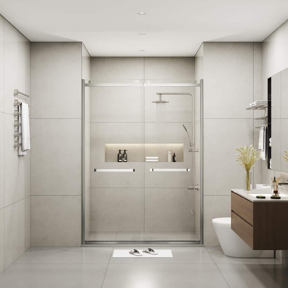 PET STOP LLC F5YDNC1F0736Q 60" Width x 76"Height Shower Doors with 3/8"(10mm) Clear Tempered Glass