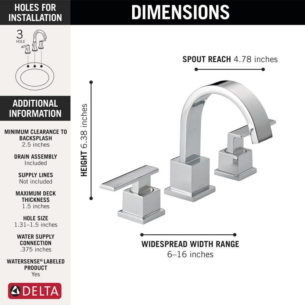 Vero Widespread Bathroom Faucet 3 Hole, 2-handle Bathroom Sink Faucet with Drain Assembly