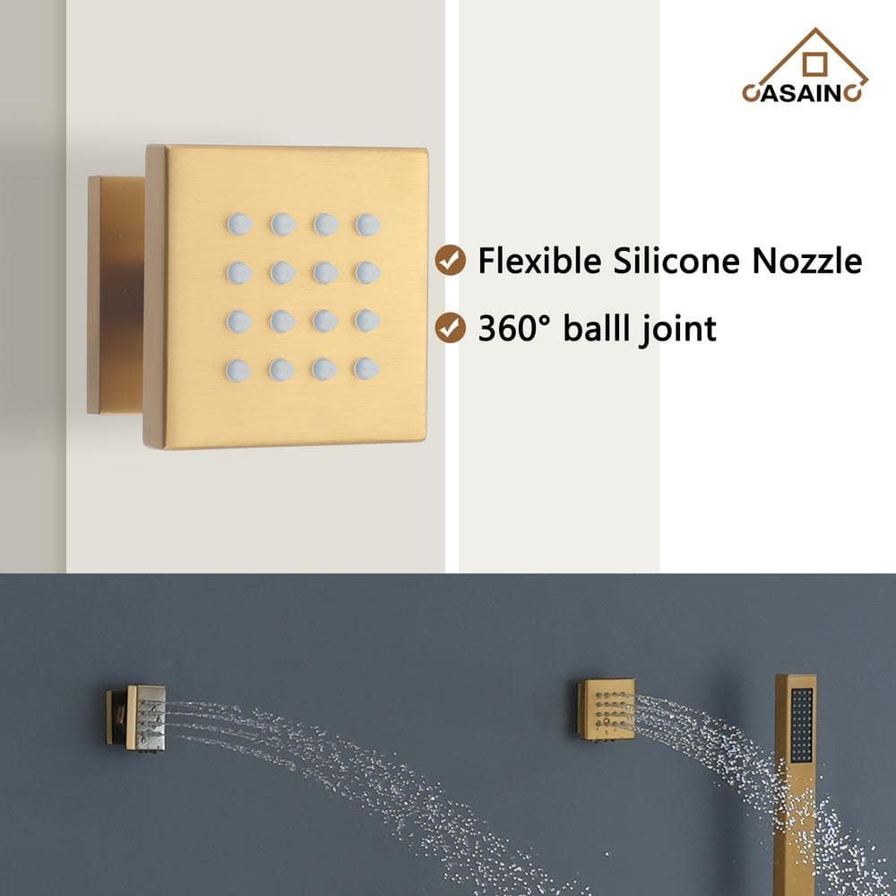 CASAINC LED Thermostatic Dual Shower Heads Ceiling Mount Fixed and Handheld Shower Head