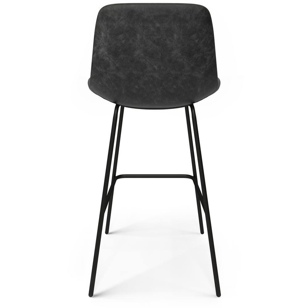 Simpli Home Jolie Upholstered Vegan Faux Leather Contemporary Counter Stool with Padded Bucket Seat and Footrest | Wayfair