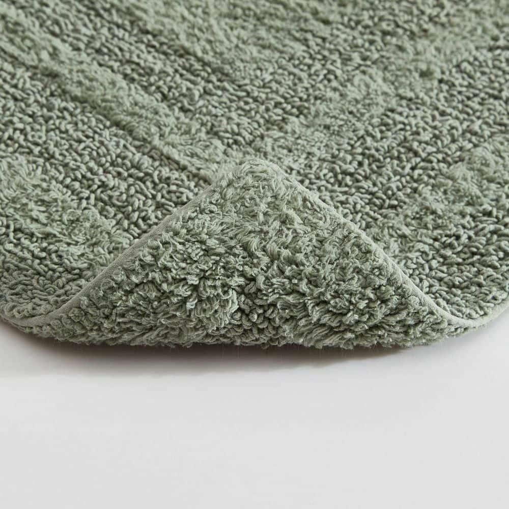 Logan Olive Green Cotton Reversible 2-Piece Bath Rug Set