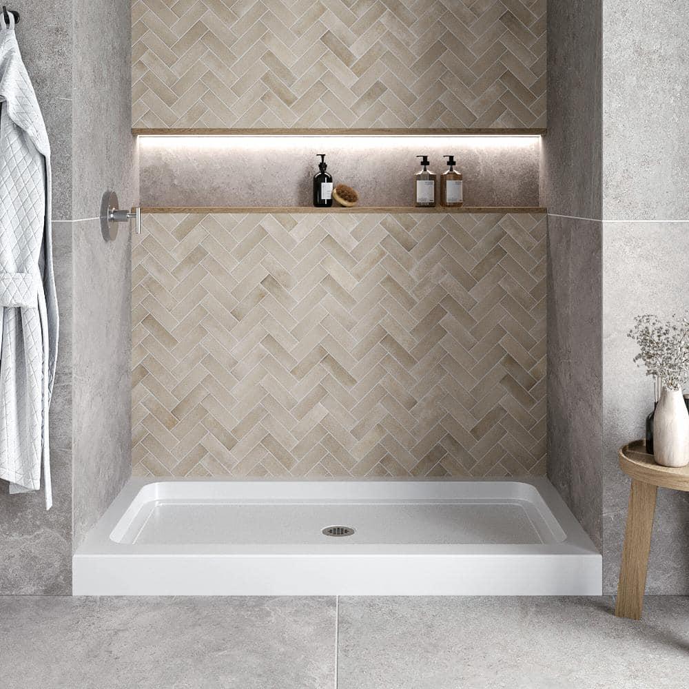 Streamline Bath Streamline 60 in. x 32 in. Alcove Acrylic Shower Base With Center Drain, Drain Included GB-516-68