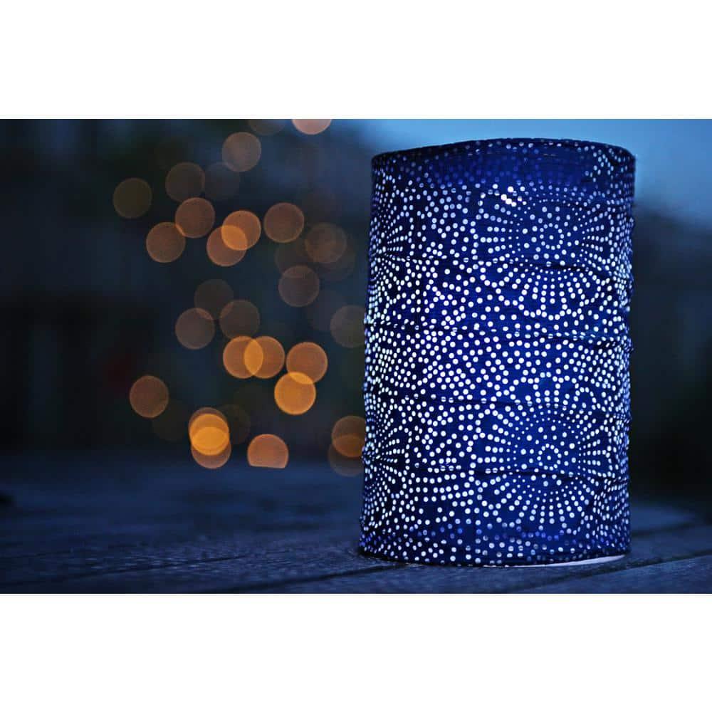 Stella Tyvek Blue Solar Hanging Lantern with Dual LED Lights
