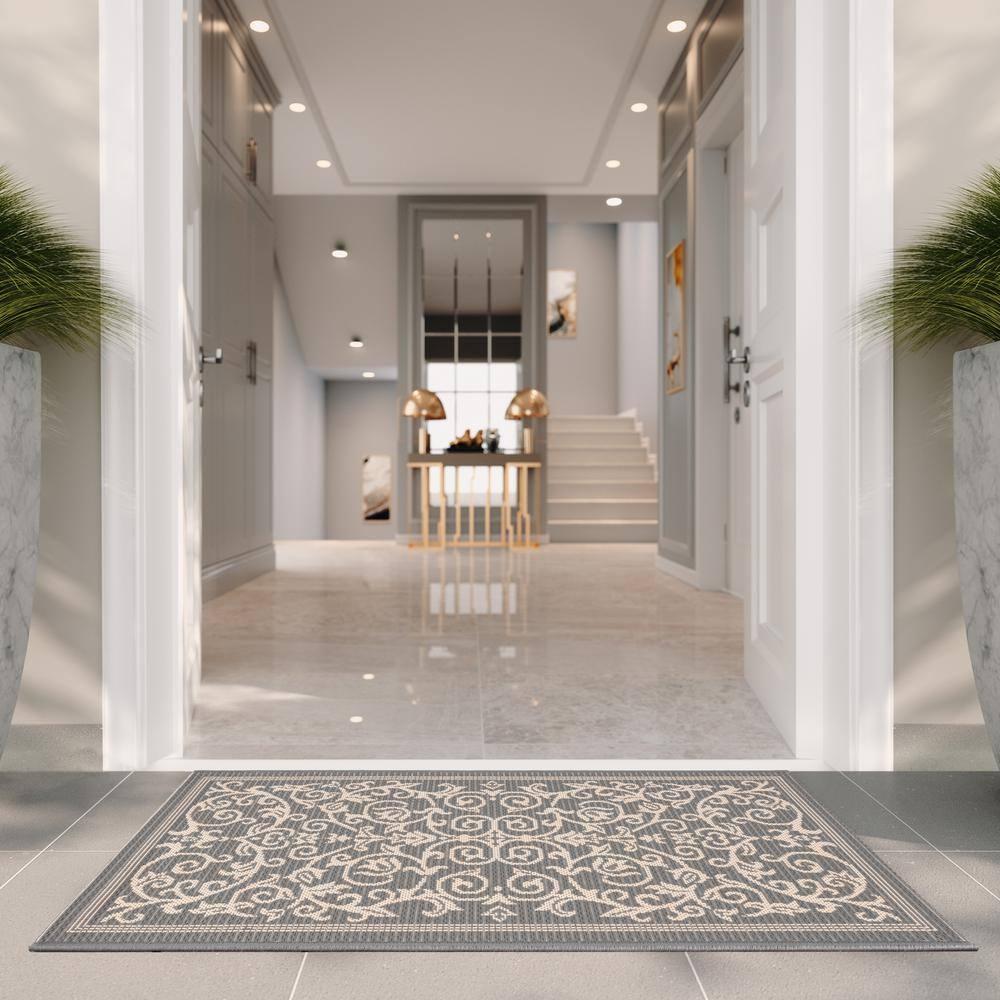 Courtyard CY2098 Power Loomed Indoor and Outdoor Accent Rug - Grey/Natural - 2'x3'7" - Safavieh