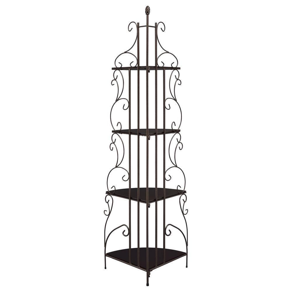 Coaster 4 Shelves Traditional Metal Corner Bookcase in Copper