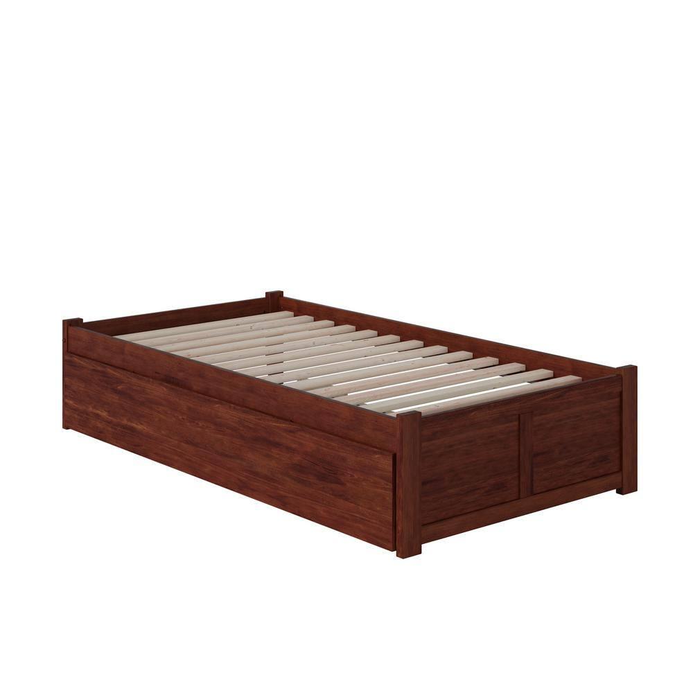 Concord Twin Extra Long Bed with Footboard and Twin Extra Long Trundle in Walnut