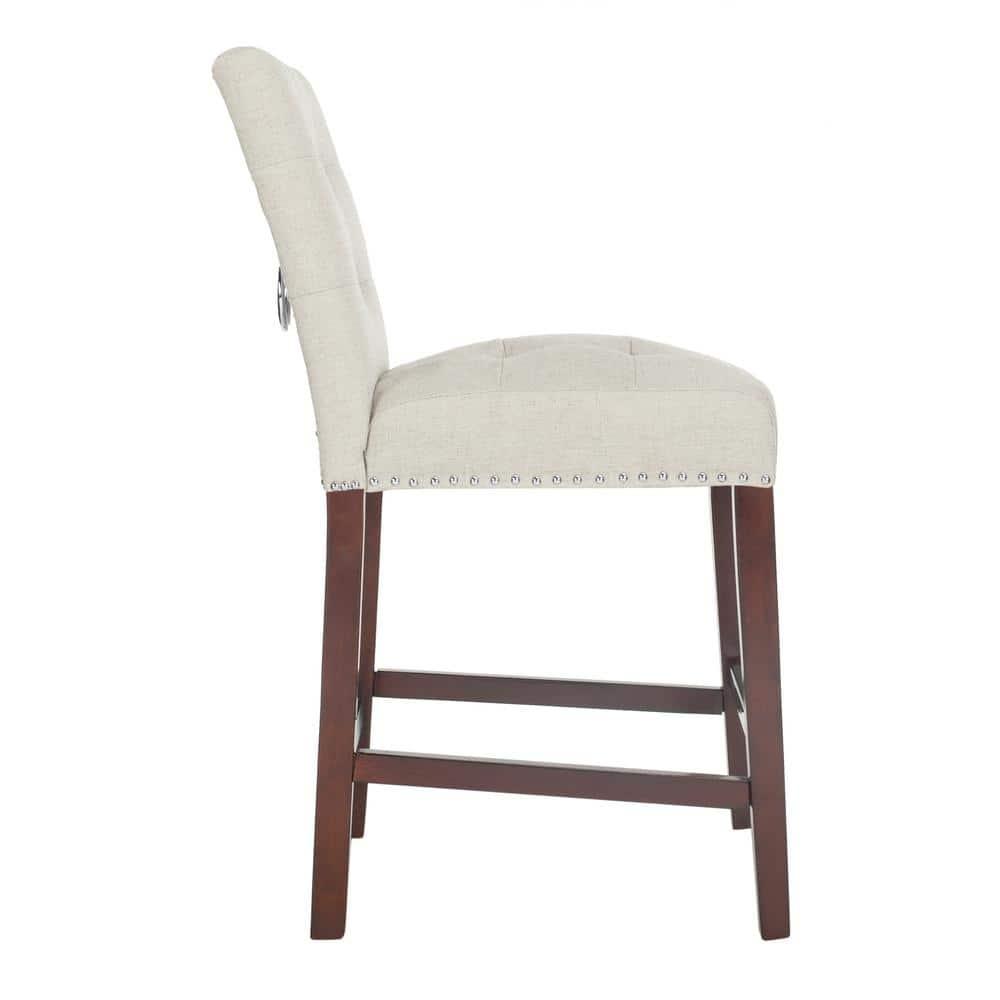 Nikita Counter Stool (Set of 2) - BST6303 - Light Grey/Espresso - Safavieh
