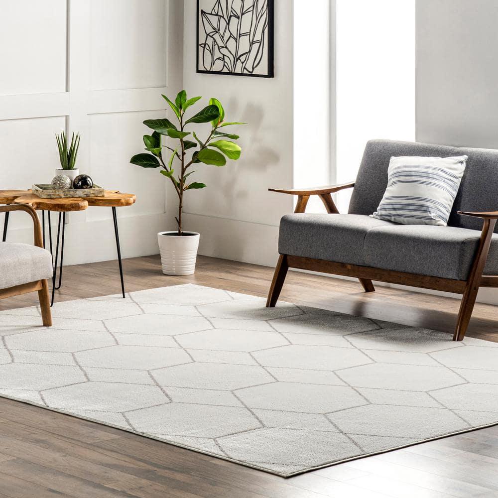 Nuloom Veronica Geometric 5x8 Indoor Area Rug for Living Room Bedroom Dining Room Kitchen, Beige/Ivory