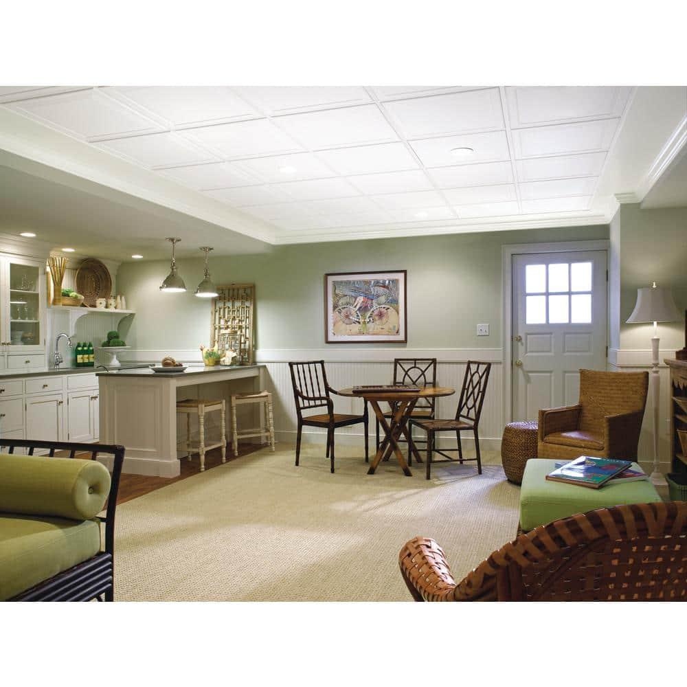 Armstrong 2x2 LEDGES Acoustic Ceiling Tiles for Suspended Ceiling Grids, 6-tiles per pack, White