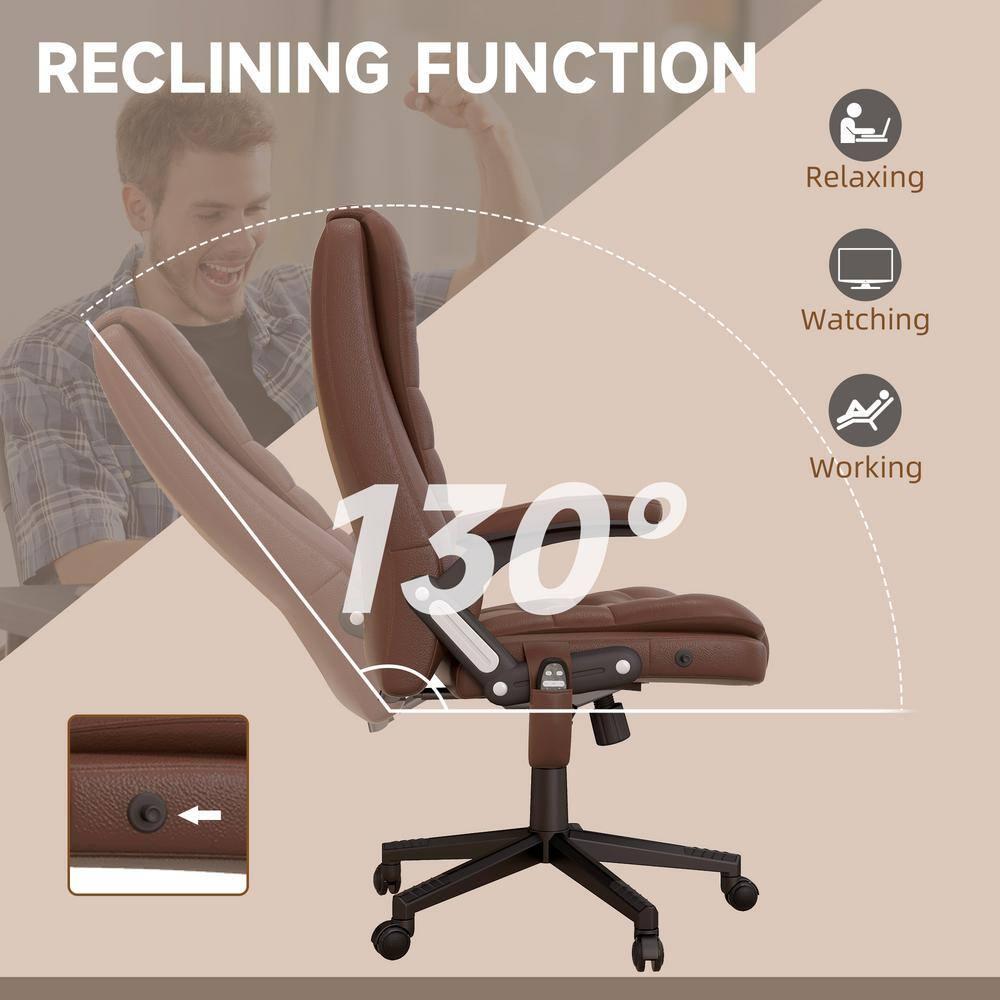 HOMCOM High-Back Massage Office Chair, Heated Reclining Computer Chair with Remote, Brown