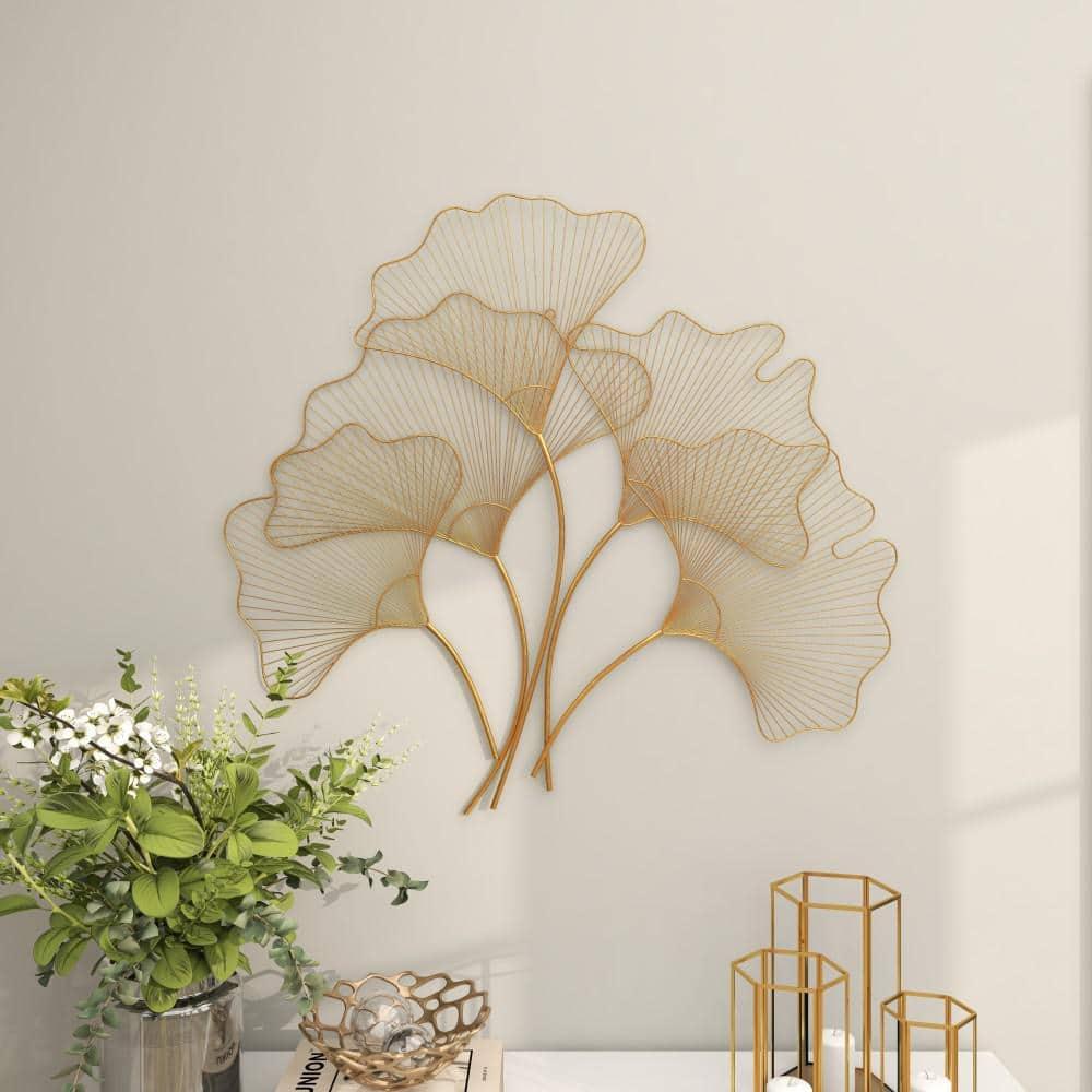 Floral Gold Metal Leaf Wall Décor, 36" X 33"