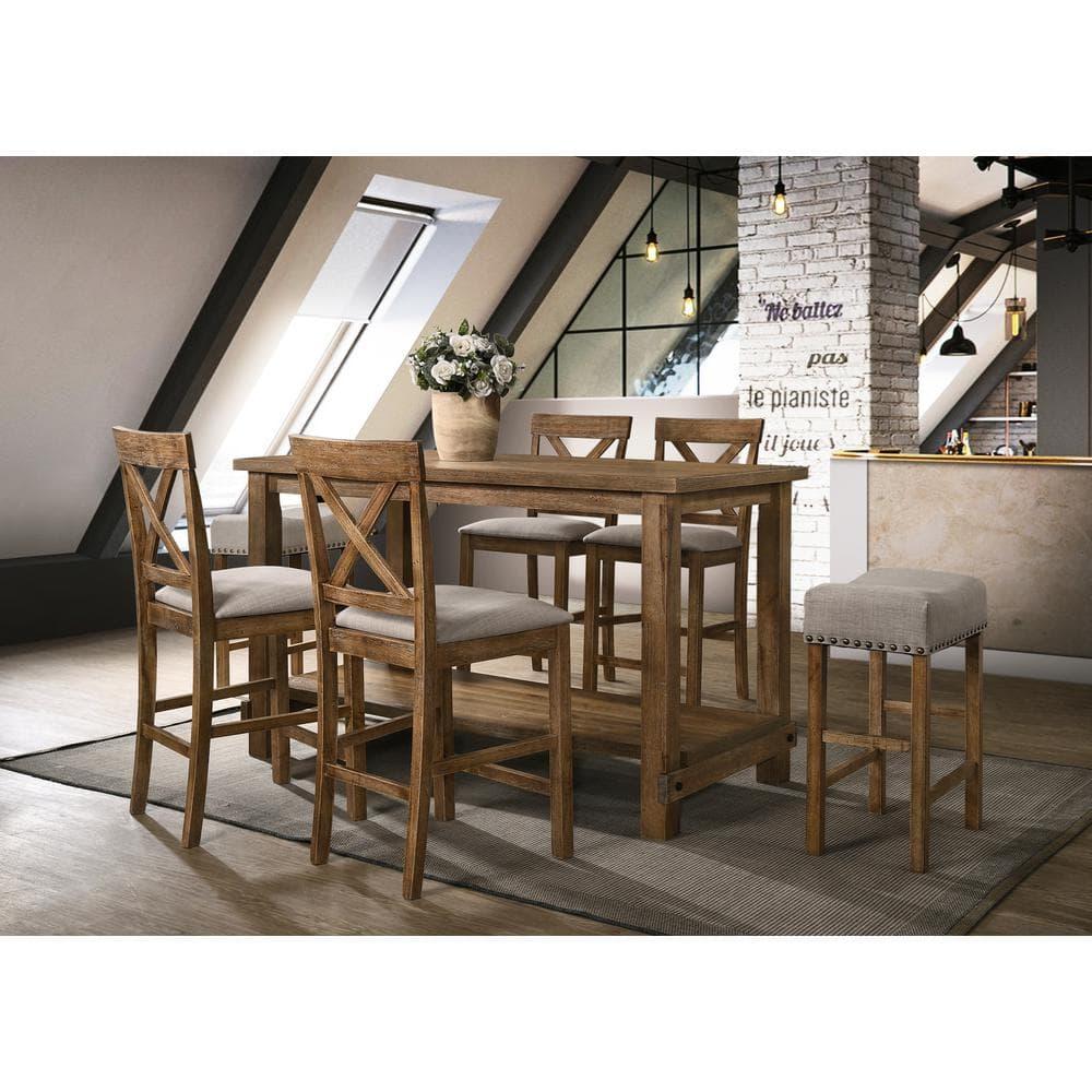 Best Master Furniture Janet 60" Wood Counter Height Dining Table in Driftwood