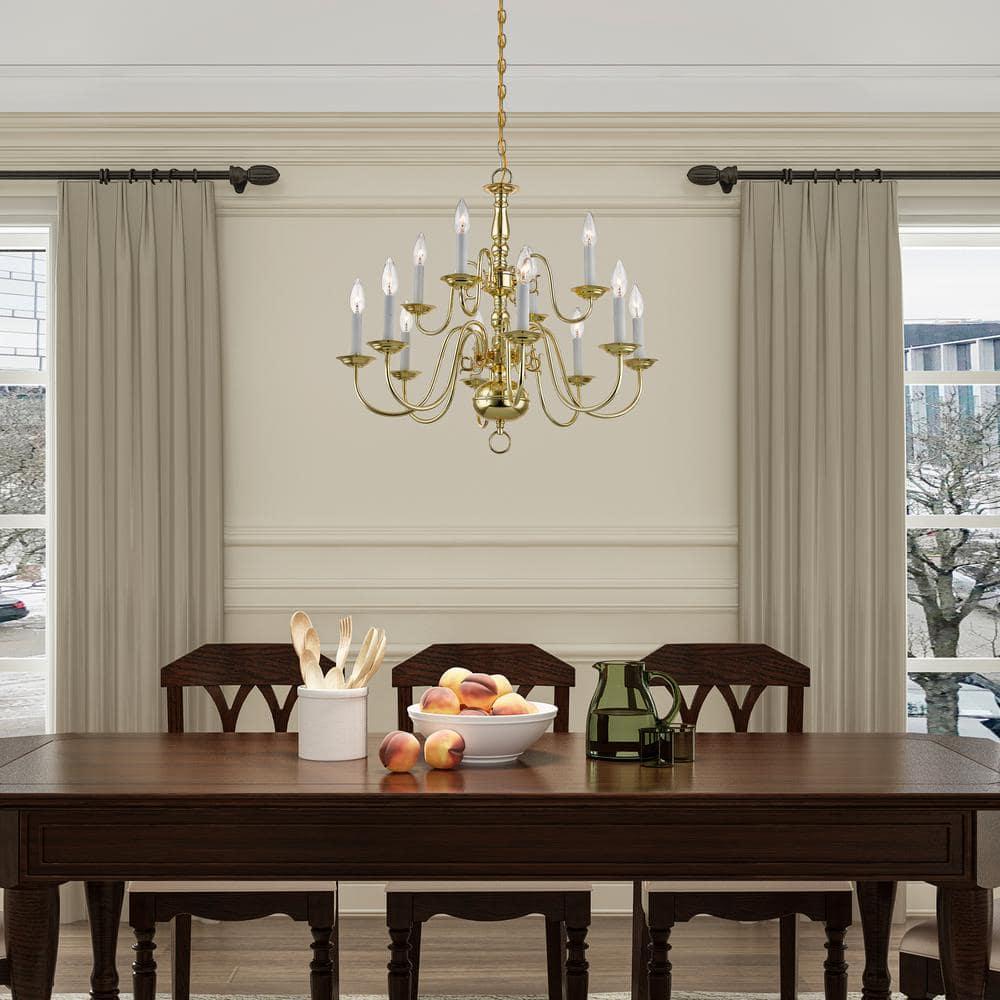 Livex Lighting Williamsburgh 12 - Light Chandelier in  Polished Brass