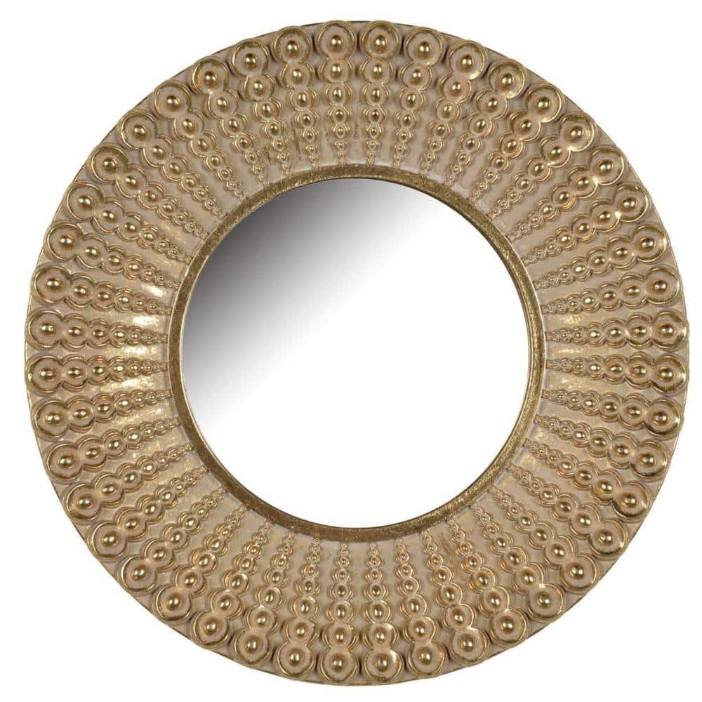 A&B Home Round Wall Mirror 19" Gold Circle Wall Mounted Mirror for Bathroom Bedroom Living Room Washroom