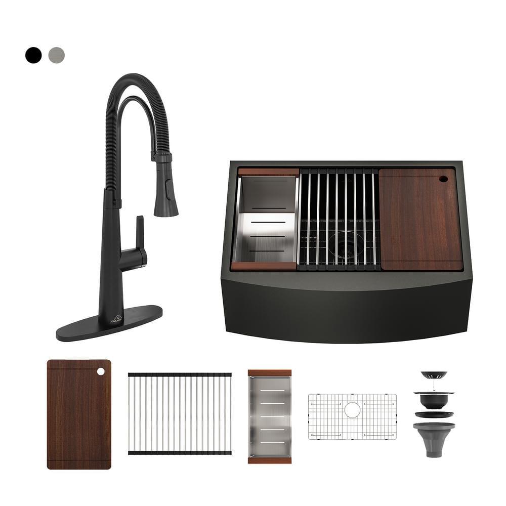 30" L x 22" W Apron Farmhouse Kitchen Sink with Faucet Included