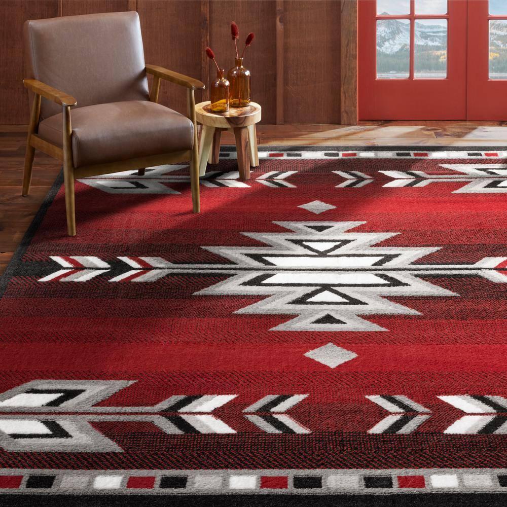 Home Dynamix Premium Sagrada Southwestern Geometric Area Rug, Red/Grey, 7'8"x10'7"