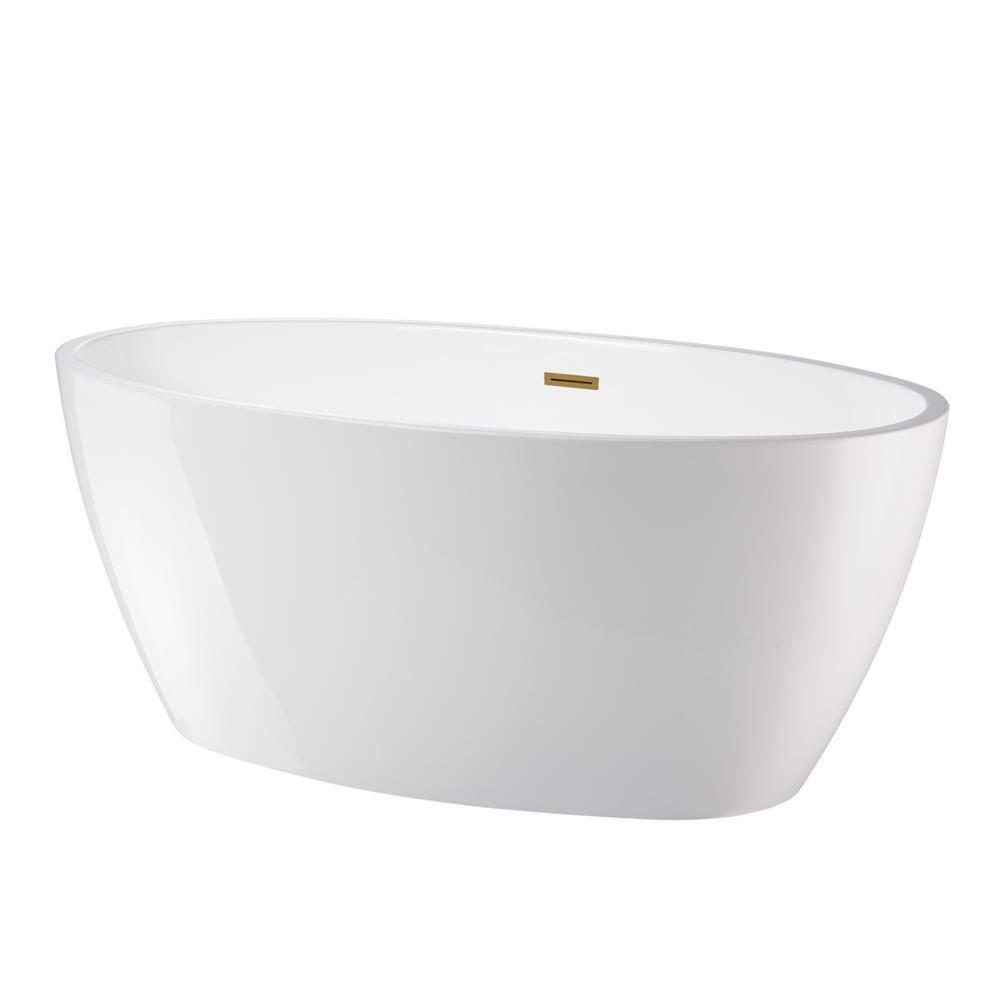 Vanity Art 59" X 32" White Acrylic Freestanding Bathtub